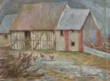 Tadeusz Makowski, STARA ZAGRODA W NORMANDII, ok. 1926-1927, olej, płótno