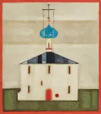 BIAŁA CERKIEW by Jerzy Nowosielski, ok. 1983, olej, dykta, offered Jun 2021