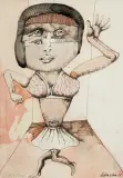 Jan Lebensztejn, L’ORIETALE (ORIENTALE?), 1965, akwarela, tusz, flamaster, długopis, papier perf.
