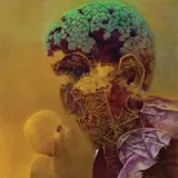 RS by Zdzisław Beksiński, lata 80. XX w., olej, płyta pilśniowa, sold Jun 2021
