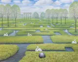 Jacek Yerka, Wiosenny labirynt, 2004, pastel, papier