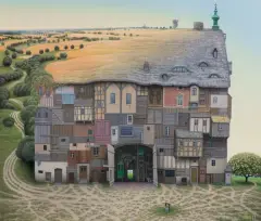 Jacek Yerka, TRIUMFALNY POWRÓT, 2021, akryl, płótno