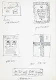 SZKICE 5 PROJEKTÓW PLAKATU, LATA 60-70. XX W. by Zdzisław Beksiński, długopis, papier, sold Jun 2021