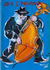 Edward Dwurnik, Kontrabasista, 2017, akryl, płótno