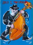 Kontrabasista by Edward Dwurnik, 2017, akryl, płótno, sold Jun 2021