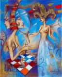 Eugeniusz Ochonko, MAGIA DE LA BELLEZZA, 2019, olej, akryl, płatki złota, płótno