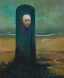 RN by Zdzisław Beksiński, lata 80. XX w., olej, płyta pilśniowa, sold May 2021
