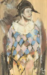 Corneliu Baba, Studiu pentru Arlechin, 1978, ceracolor, cărbune și creion pe hârtie