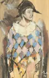 Corneliu Baba, Studiu pentru Arlechin, 1978, ceracolor, cărbune și creion pe hârtie