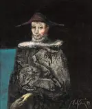Petre Velicu, Arlechin, 1989, ulei pe pânză