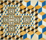 Liviu Stoicoviciu, 22 de centre de cuburi în hexagon, 1970-1980, guașă și creion pe pânză