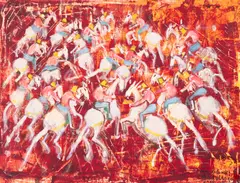 Magdalena Rădulescu, Călăreți în asalt, 1959, ulei pe pânză
