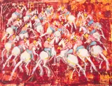 Magdalena Rădulescu, Călăreți în asalt, 1959, ulei pe pânză