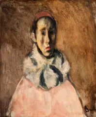 Corneliu Baba, Arlechin cu guler de dantelă, 1981, ulei pe carton