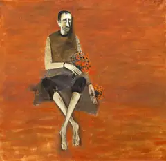 Sorin Ilfoveanu, Vânzătorul de flori, 1987, ulei pe pânză