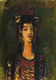 Mircea Ciobanu, Funda roșie, 1985, ulei pe hârtie