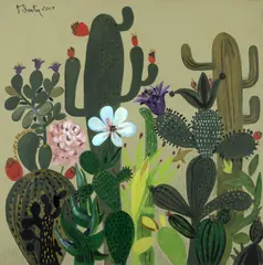 Valentina Druțu, Grădina de cactuși, 2019, acrilic pe pânză