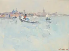 Emil Ciocoiu, Veneția, 1979, ulei pe pânză lipită pe carton