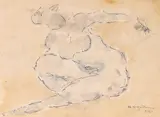 Marcel Guguianu, La pozat, 1986, acuarelă și pix pe hârtie