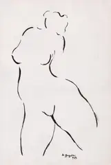 Nud by Marcel Guguianu, 1983, tuș pe hârtie, sold Sep 2026