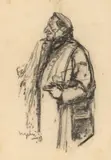 Ion Popescu Negreni, Portret de negustor, cărbune pe hârtie