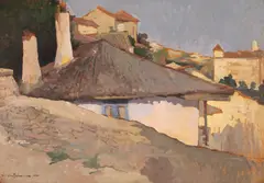 Honoriu Creţulescu, Vedere din Balcic, 1931, ulei pe carton