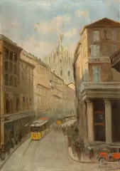 Paul Scorţescu, Stradă din Milano, ulei pe placaj