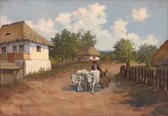 Ion Doboşariu, Întoarcerea de la târg, ulei pe carton