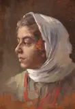 Pan Ioanid, Țărăncuță cu basma albă, ulei pe carton