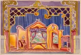 Victor Feodorov, Scenă de teatru, acuarelă și creion pe hârtie lipită pe carton