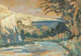 Gheorghe Urumoff-Caliacra, Vedere din Balcic, acuarelă și creion pe carton subțire