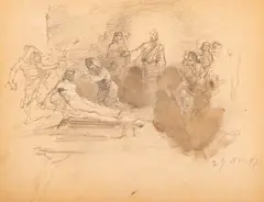 Nicolae Vermont, Învierea lui Lazăr, 1887, cărbune și laviu pe hârtie