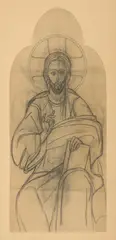 Camil Ressu, Iisus Pantocrator, cărbune pe hârtie