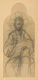 Camil Ressu, Iisus Pantocrator, cărbune pe hârtie