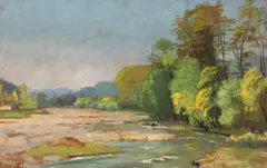 Valea Prahovei by Constantin Isachie Popescu, 1927, ulei pe carton, sold Sep 2026