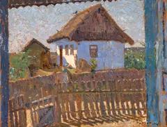 Ghelman Lazăr, Căsuța bunicilor, 1946, ulei pe carton