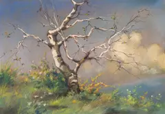 Mişu Teişanu, Primăvară, pastel și cărbune pe hârtie