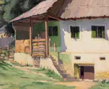 Ioan Isac, Țărăncuță în pridvor, ulei pe pânză lipită pe carton