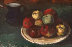 Ileana Rădulescu, Platou cu mere, 1944, ulei pe carton