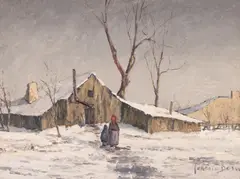 Gheorghe Ionescu Doru, Iarna la sat, ulei pe carton