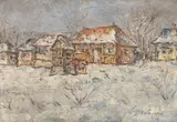 Partog (Petre) Vartanian, Iarnă la Valea Argeșului, ulei pe carton