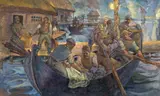 Carol Hübner, Pescari în Deltă, 1975, ulei pe pânză