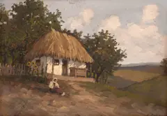 Ion Doboşariu, Țărăncuță odihnindu-se, ulei pe carton