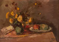 Iosif Rosenblut, Natură statică cu crăițe și fructe, ulei pe carton
