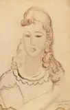 Irina Codreanu, Chip de fată, 1926, laviu și cărbune pe hârtie