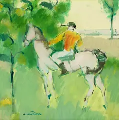 Augustin Costinescu, Echitație, 2005, ulei pe pânză