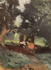 Alexandru Phoebus, În parc, 1950, guașă pe hârtie