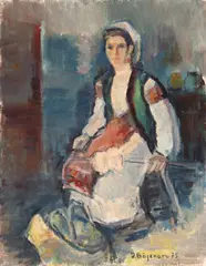 Dan Bajenaru, Țărăncuță cu fuior, 1975, ulei pe pânză