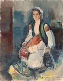 Dan Bajenaru, Țărăncuță cu fuior, 1975, ulei pe pânză