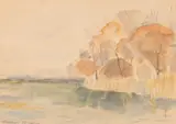 Ion Alin Gheorghiu, Toamnă la Snagov, 1975, acuarelă și creion pe hârtie